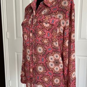 Two by Vince Camuto, Pink Mix Sheer Blouse, M